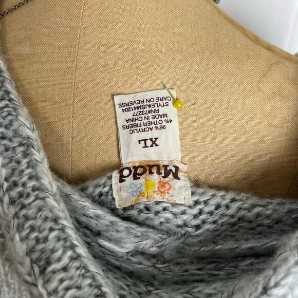 Vintage MUDD Grey knit long sleeve open cardigan Cozycore Festive Preppychic - Picture 7 of 7